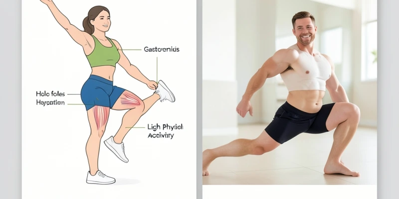 Beispiel-Trainingsplan-Ausschnitt: Montag – stehendes Wadenheben (Gastrocnemius), Donnerstag – Wadenheben im Ausfallschritt (Soleus); visuelle Gegenüberstellung der zwei Trainingstage
