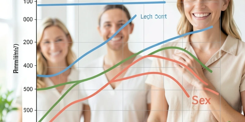 Einfache Körpergrafik: Herzrate während Sex im Vergleich zu Ruhe und leichtem Sport – als Liniengrafik, sachlich, ohne Personendarstellung