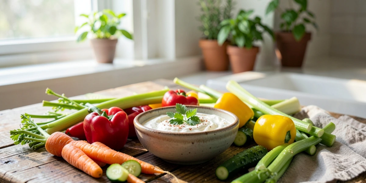 Gemüse mit Magerquark-Dip genießen