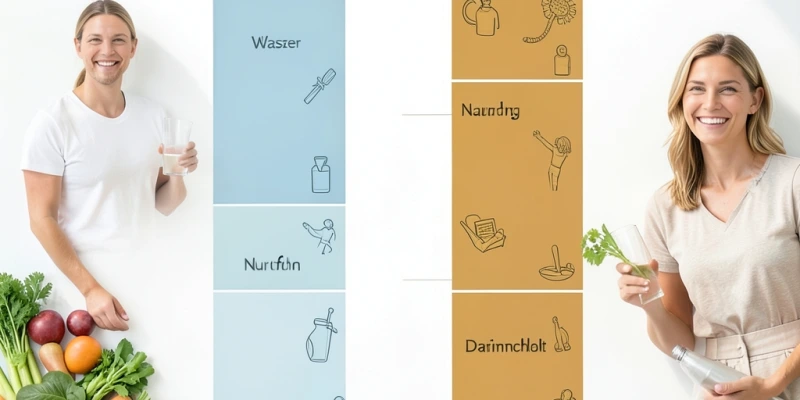 Grafik mit zwei Balken: Gewicht morgens nüchtern vs. abends nach Mahlzeiten – mit Beschriftung der einzelnen Einflussfaktoren (Wasser, Nahrung, Darminhalt)