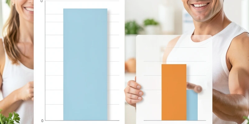 Grafik mit zwei Balken: links „Wassergewicht, das in Woche 1 verloren wird", rechts „Fettgewebe, das in Woche 1 verloren wird" – der rechte Balken ist deutlich kleiner, um die häufige Fehlerwartung zu zeigen