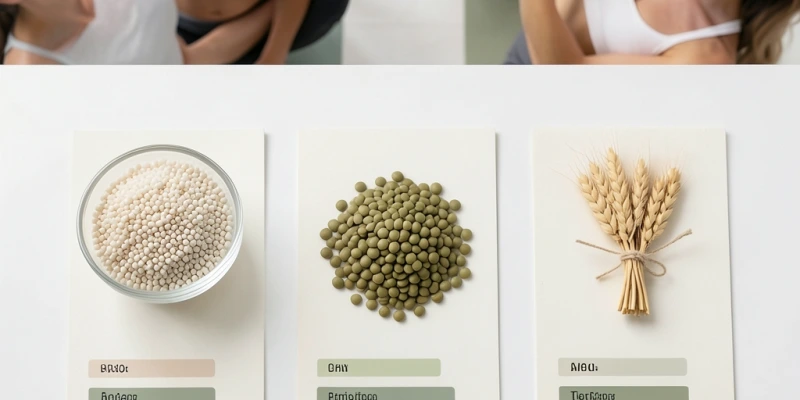 Grafische Gegenüberstellung des Aminosäureprofils von Quinoa, Linsen und Weizen – welche essenziellen Aminosäuren jeweils vorhanden sind und welche fehlen