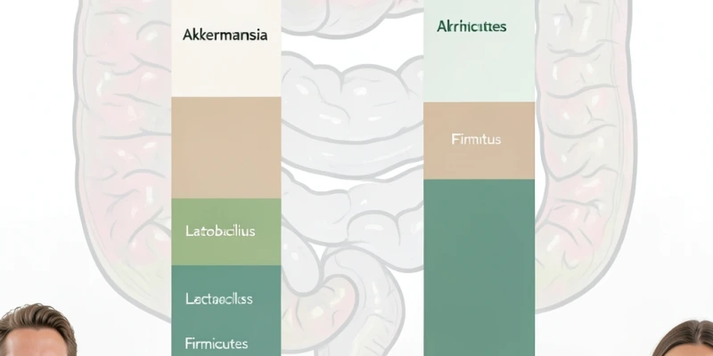 Schematische Darstellung Darm-Mikrobiom – zwei Balkendiagramme nebeneinander: vorher/nachher bei Schwarzteekonsum, mit Beschriftung der Bakteriengruppen
