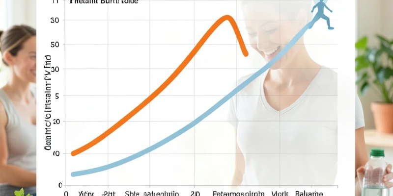 Schematische Darstellung des Nachbrenneffekts: Kalorienverbrauch-Kurve nach CrossFit-Einheit vs. moderatem Ausdauerlauf über 24 Stunden