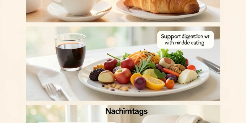 Tagesstruktur-Grafik: Wann Schwarztee eingebaut werden kann – morgens, mittags zu einer Mahlzeit, nachmittags als Ersatz – mit je einem kurzen Hinweis auf den möglichen Effekt