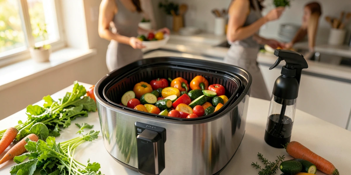 Wann sollte man Lebensmittel im Airfryer mit Öl besprühen?